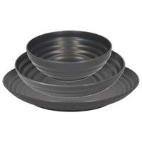 Plasticforte camping borden set - zwart - kunststof - 3 soorten - 18x stuks - onbreekbaar servies Plasticforte camping borden set - zwart - kunststof - 3 soorten - 18x stuks - onbreekbaar servies