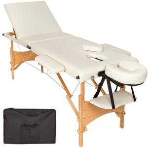 tectake® - Mobiele massagetafel - 3 zones - 5 cm dik - incl. zwarte draagtas - beige - 401465