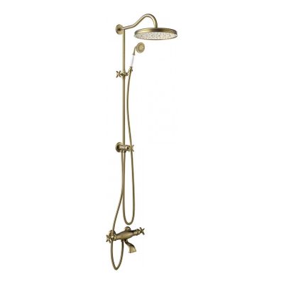 Regendouche set Tres Clasic | Opbouw | 31 cm | Thermostaatkraan | Met baduitloop | Messing mat
