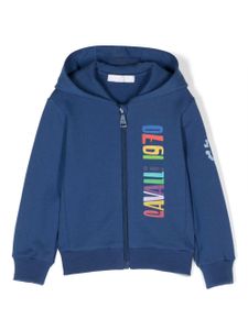 Roberto Cavalli Junior veste zippée à logo imprimé - Bleu