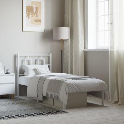 Bedframe met hoofdbord zonder matras metaal wit 75x190 cm