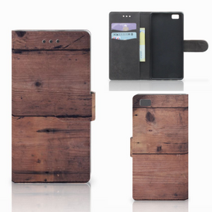 Huawei Ascend P8 Lite Book Style Case Old Wood