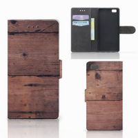 Huawei Ascend P8 Lite Book Style Case Old Wood - thumbnail
