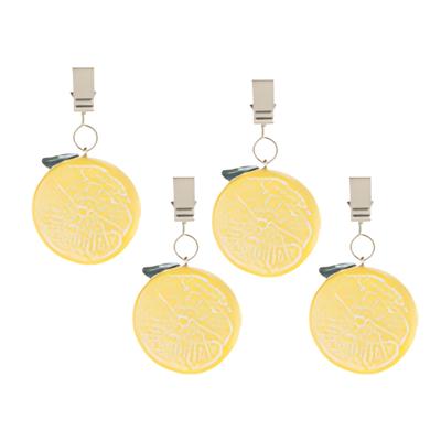 Excellent Houseware Tafelkleedgewichtjes/hangers - 4x - citroen - kunststeen - geel Excellent Houseware Tafelkleedgewichtjes/hangers - 4x - citroen - kunststeen - geel