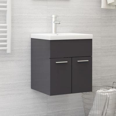 Wastafelkast 41x38,5x46 cm spaanplaat hoogglans grijs