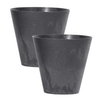 Set van 2x stuks kunststof bloempotten/plantenpotten betonlook 40 cm antraciet grijs