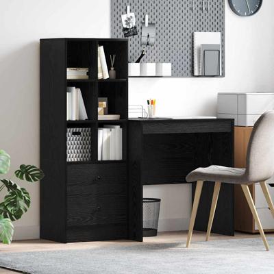 Bureau met lade 2 pcs Zwart Eiken