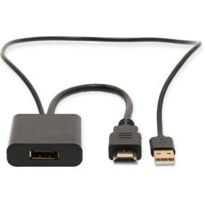 HDMI-Adapter | HDMI Connector | DisplayPort Male / USB-A Male | Verguld | Recht | PVC | Zwart | 1