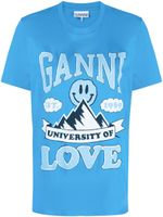GANNI t-shirt Mountain University of Love en coton biologique - Bleu