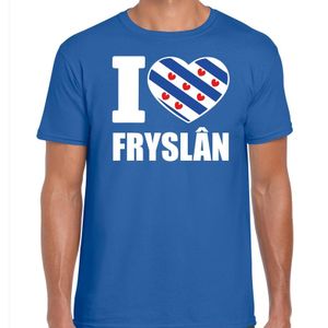 Blauw I love Fryslan t-shirt heren