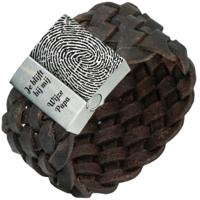 Vingerafdruk op je armband - Zwart of bruin gevlochten leren Armband (Kleur: Gevlochten bruin leder)