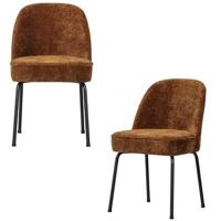 BePureHome Vogue Eetkamerstoelen - Polyester - Midden Bruin -Set van 2