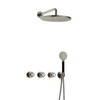 Hotbath Cobber IBSW70 Regendoucheset inbouw - 38.5cm wandarm - 30cm ronde hoofddouche - 3 standen handdouche - Geborsteld nikkel IBSW70GN15
