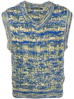 Andersson Bell abstract-knit V-neck vest - Bleu - thumbnail