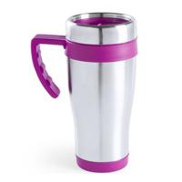 RVS thermosbeker/warmhoud koffiebeker - paars - 500 ml - Isoleerbekers/reisbekers