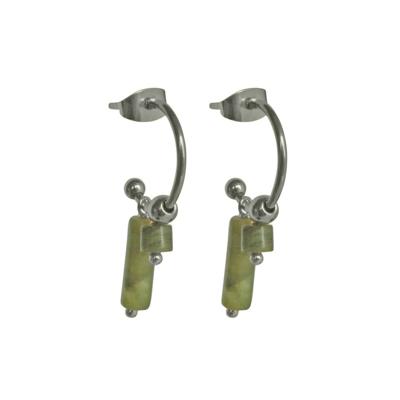 Flow Jewels Open Creolen Anisya Groene Cilinders Zilver