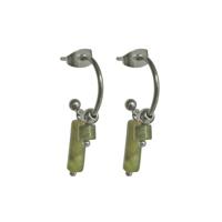 Flow Jewels Open Creolen Anisya Groene Cilinders Zilver