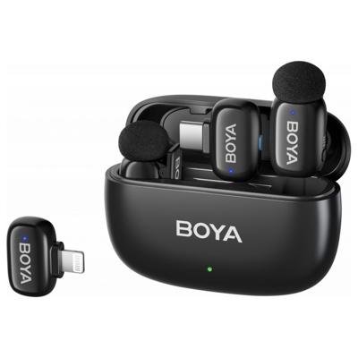 Boya MINI-12 - 2.4 GHz Ultra-Mini Draadloze microfoon 2TX-2RX, zwart