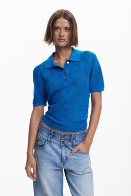 Geperforeerd poloshirt - BLUE - S