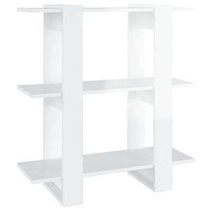 The Living Store Boekenkast - Hoogglans wit - 80 x 30 x 87 cm - Bewerkt hout