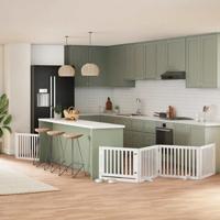 VidaXL Hondenhek inklapbaar met deur 6 panelen 480 cm populierhout wit