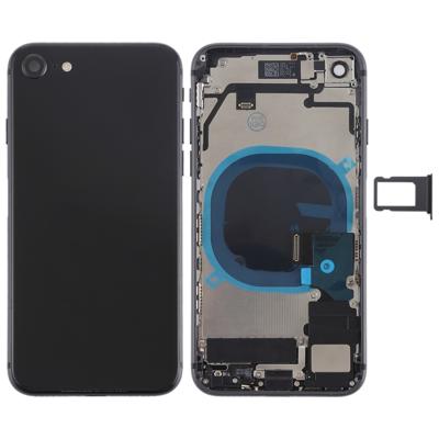 Batterij terug dekken vergadering met kant sleutels & Vibrator & Loud spreker & / uit-knop + Volume knop Flex kabel & kaarthouder voor iPhone 8(Black)