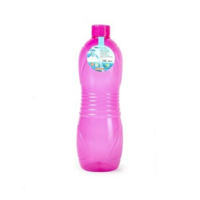 Plasticforte Drinkfles/waterfles/bidon - 1500 ml - transparant/roze - kunststof