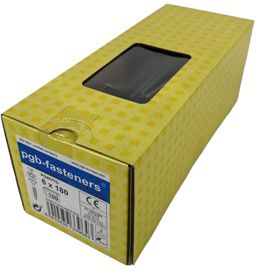 pgb-Europe PGB-FASTENERS | Spaanplaatschroef VZK-T Ø 6,0x180 Zn T30 | 100 st - PGWVTG001006001802