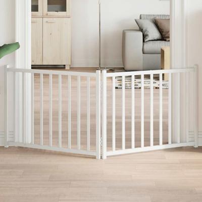 VidaXL Hondenhek inklapbaar 2 panelen 160 cm massief vurenhout wit