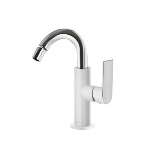 Bidetmengkraan Tres Loft Colors 1-Hendel Bidet Uitloop Gebogen 16,5 cm Rond Wit Chroom