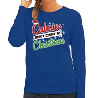 Foute Kersttrui - sweater - Calories dont count at Christmas - blauw - voor dames - kerstkleding