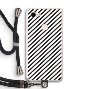 Strepen zwart-wit: Pixel 3 XL Transparant Hoesje met koord