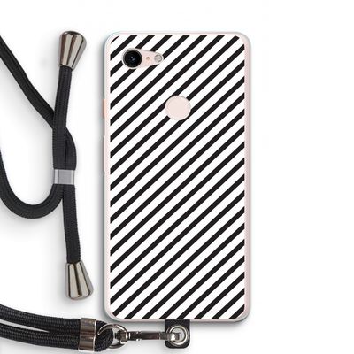 Strepen zwart-wit: Pixel 3 XL Transparant Hoesje met koord