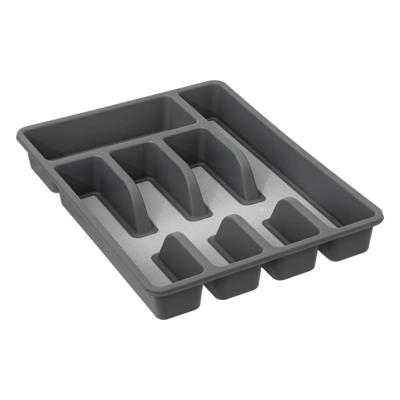 Bestekbak indeling / keuken organizer - 5-vaks - Kunststof - 26 x 36 x 5 cm - grijs