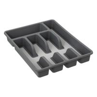 Bestekbak indeling / keuken organizer - 5-vaks - Kunststof - 26 x 36 x 5 cm - grijs