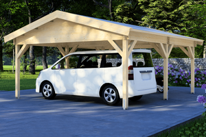 Dubbele carport 600x500 cm zadeldak- Zadeldak- - Van Kooten - Van Kooten
