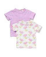 HEMA Baby T-shirt Ajour - 2 Stuks Lichtpaars (lichtpaars) - thumbnail