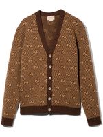 Gucci Kids cardigan rayé à col v - Marron - thumbnail