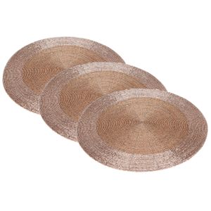 8x stuks placemats/onderleggers champagne rond D35 cm