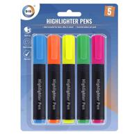 Markeer stiften - 5x stuks - fluor kleurenmix - highlighters - sneldrogend