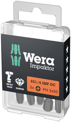 Wera 851/4 IMP DC Impaktor Bits Phillips, PH 3 x 50 mm - 5 stuk(s) - 05057657001