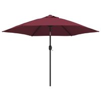 The Living Store Parasol LED 300x225 cm - Bordeauxrood - UV-beschermend - 18 LED-lampjes