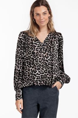 Studio Anneloes Emmarie Animal Top 12434 T-shirt Lange Mouw 9190 Light Grey/black
