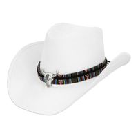Boland party Carnaval verkleed cowboy hoed Rodeo - wit - volwassenen - polyester - Verkleedhoofddeksels - thumbnail