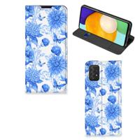 Smart Cover voor Samsung Galaxy A03s Flowers Blue Smart Cover voor Samsung Galaxy A03s Flowers Blue