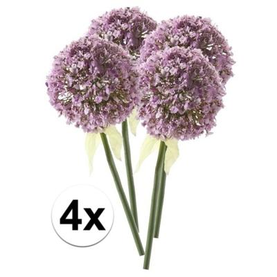 Kunstbloem - 4x - Sierui / Allium - lila paars - steel van 70 cm
