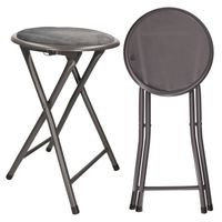 Excellent Houseware - bijzet krukje/stoel - 2x - Opvouwbaar - grijs - Krukjes - thumbnail