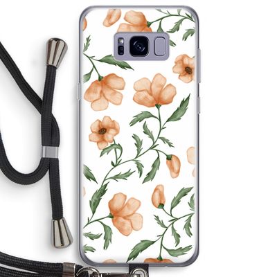 Peachy flowers: Samsung Galaxy S8 Plus Transparant Hoesje met koord
