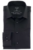 OLYMP Luxor Modern Fit Jersey shirt zwart, Effen - thumbnail