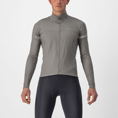 Castelli Fondo 2 lange mouw fietsshirt lichtgrijs heren L